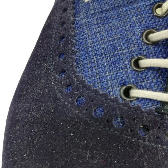 Isaia Napoli Blue Suede Brogues Oxford Loafers Size 6.5 US Mens 7.5 Womens 9.5 - Picture 4 of 13